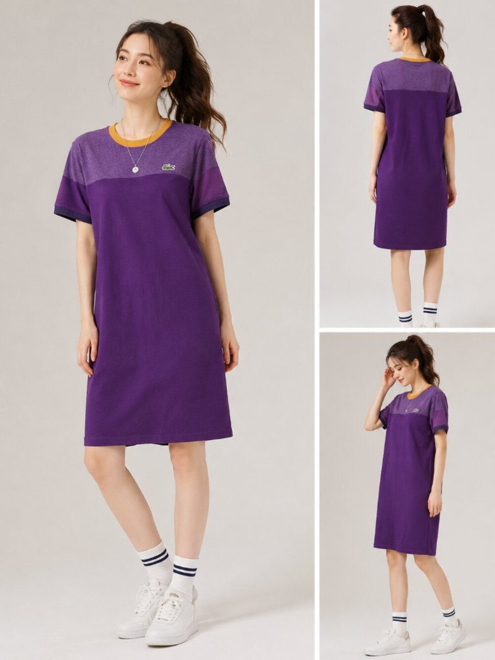 Lacoste Purple and Gold 100% Cotton Dress